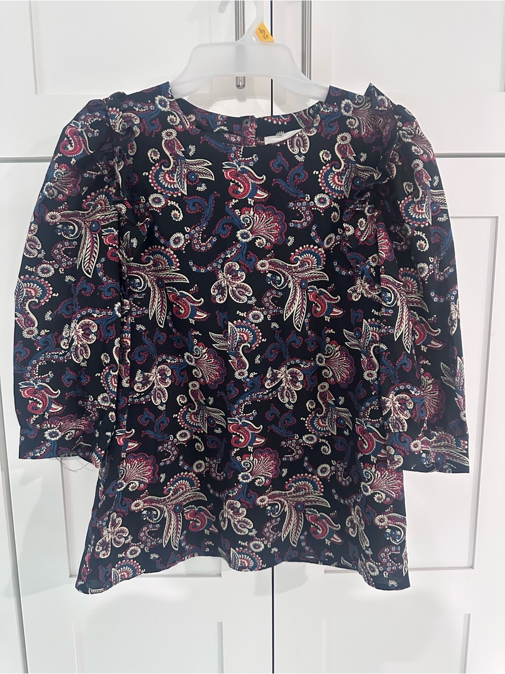 ba&sh Black Paisley Print Long-Sleeve Tunic with Pink and Blue Accents